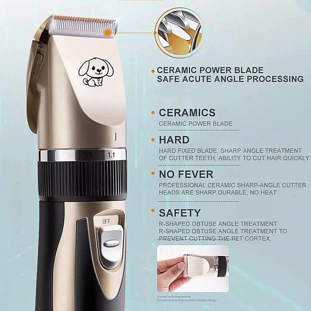 Professional Electric Pet Dog Hair Trimmer Rechargeable Animal Grooming Clippers Cat Shaver Haitcut Machine 110-240V AC - My Store